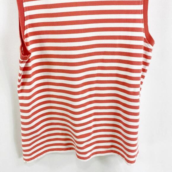 TOMMY HILFIGER Orange White Collared Sleeveless Blouse - Picture 7 of 9